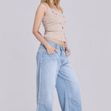 Light Blue Washed Shimmering Silver Studded Colossus Jeans