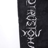 “Lies” Double-Daggers Printed Waxed Cloud Baggy Jeans