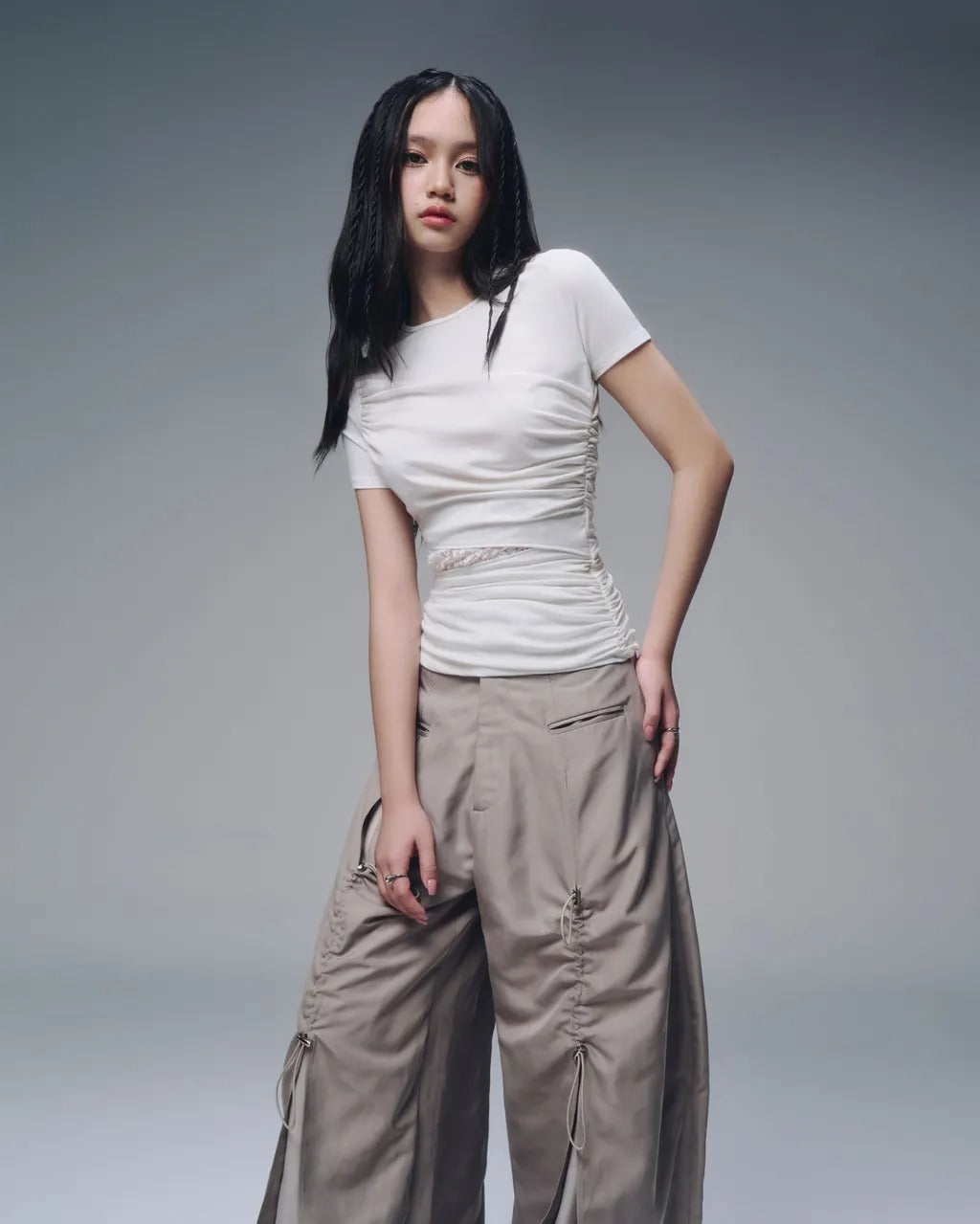 【BUNNYHILL CONCEPT】RAE LACE PANEL TOP (WHITE)