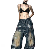 Dust Wax Ripped Wide Pants