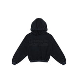 "Soloman" Embroidered Hoodie in Washed Black