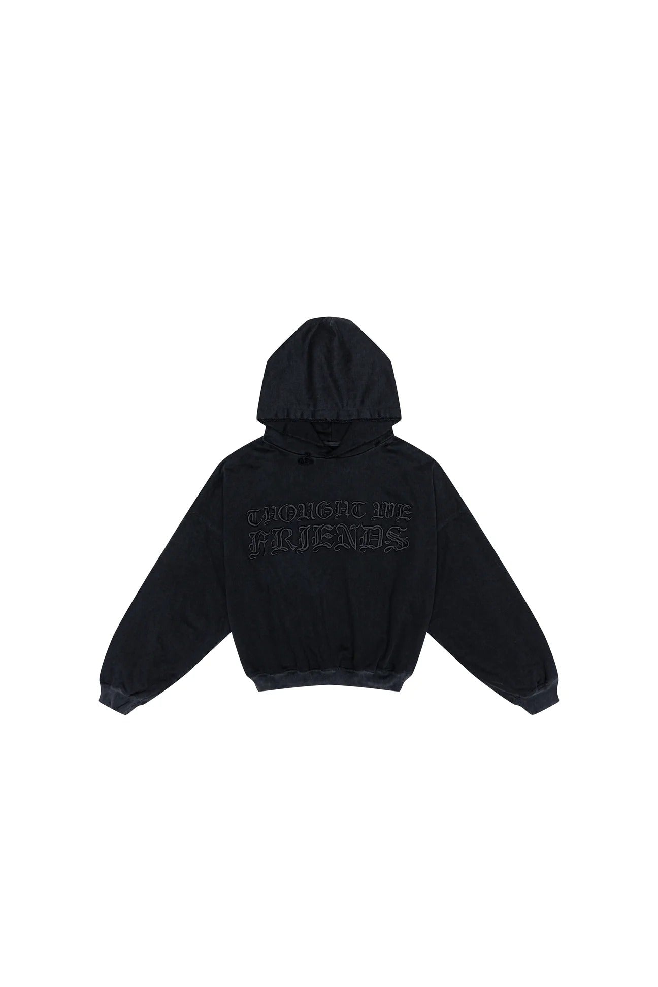 "Soloman" Embroidered Hoodie in Washed Black