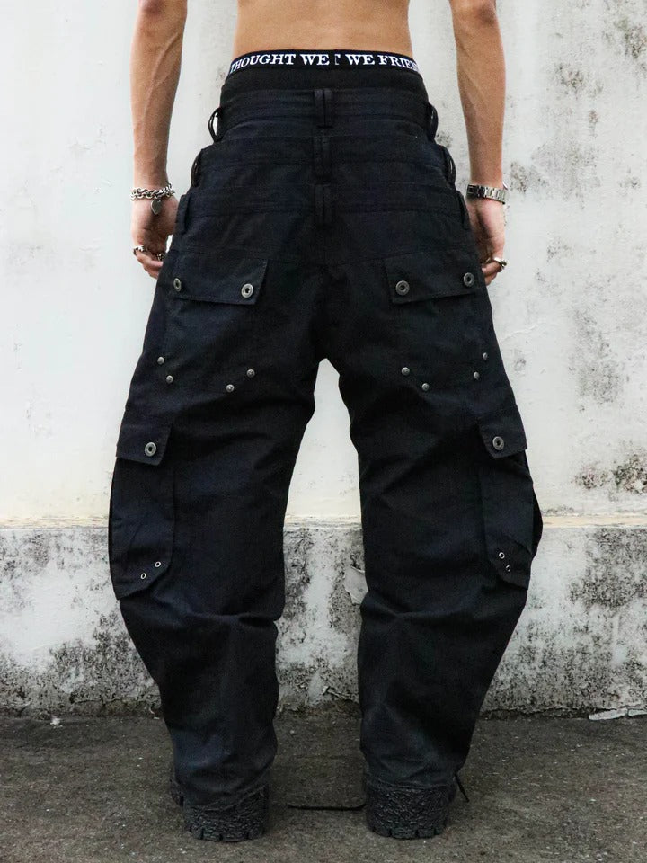 "Lex" Triple-layered Cargo Pants in Black