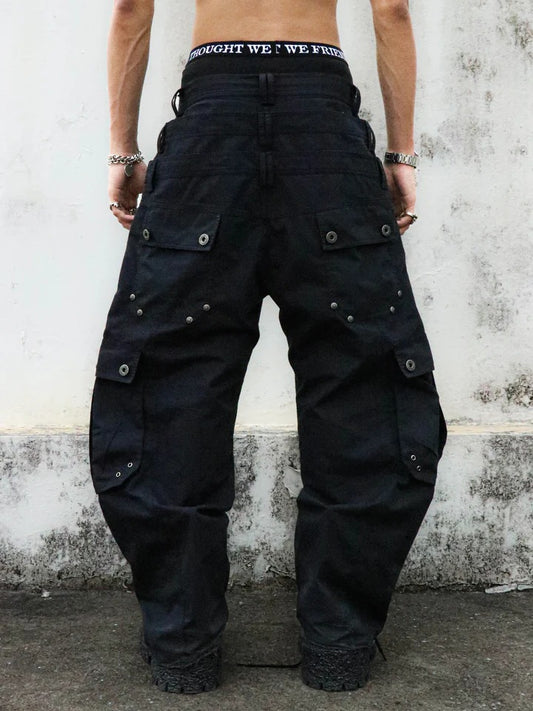 "Lex" Triple-layered Cargo Pants in Black