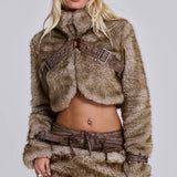 Raven Faux Fur & Leather Crop Jacket