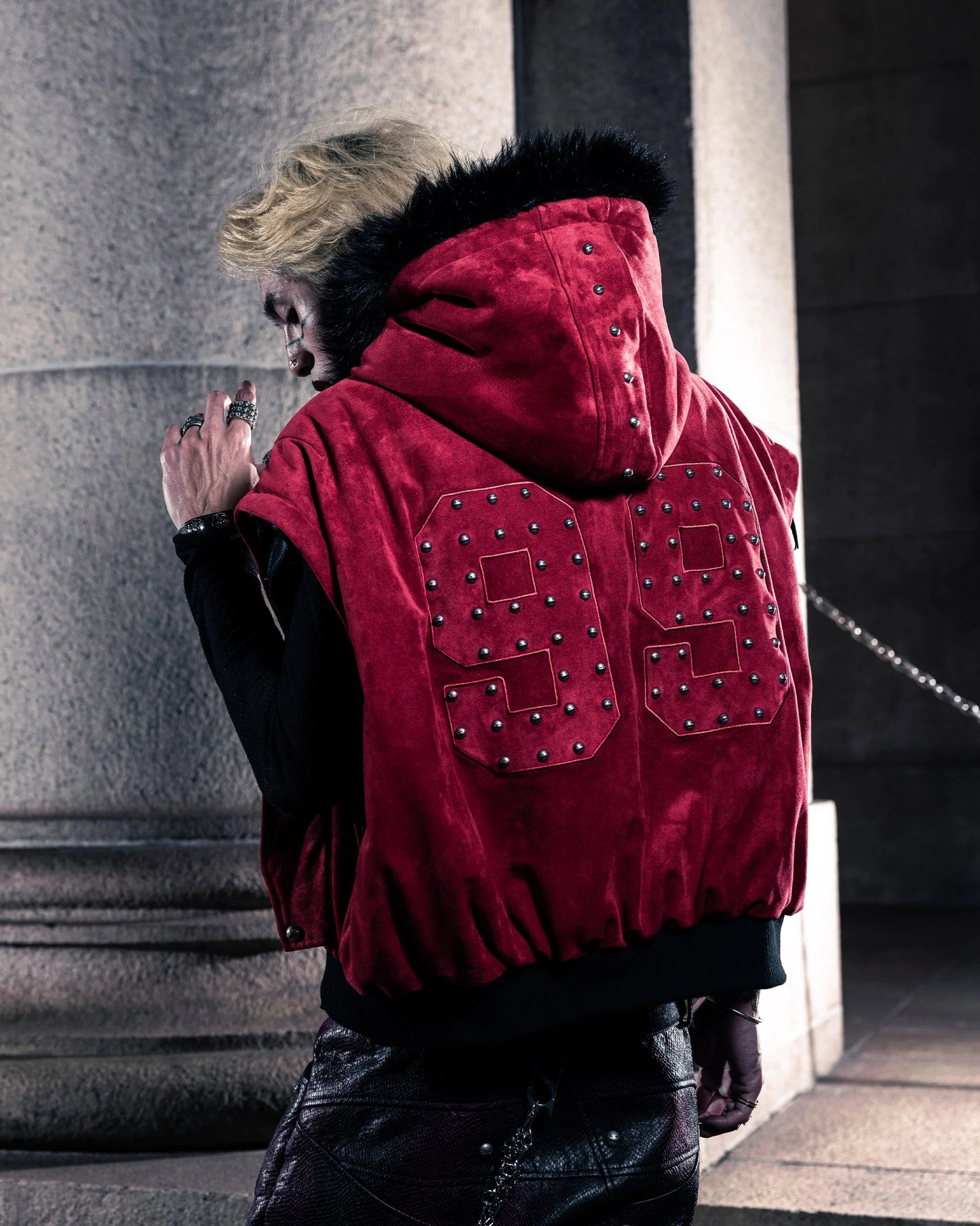 【SATSUN NIGHT】SSN V.05 BRITISH FLAG DESIGN LEATHER JACKET NO. 99 - DOUBLE-SIDED BLACK & DARK RED（PRE-ORDER)