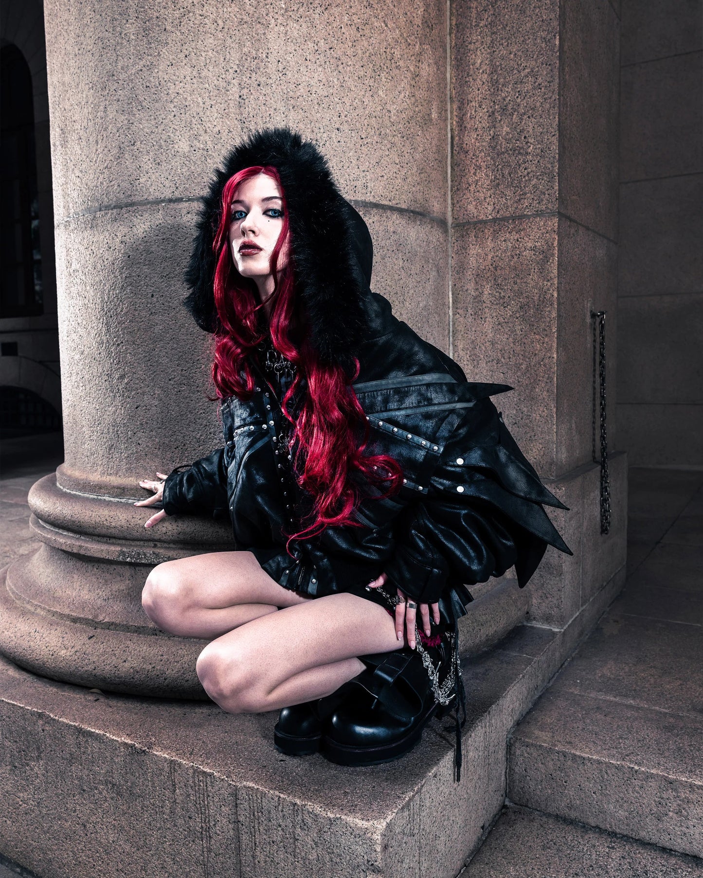 【SATSUN NIGHT】SSN V.05 BRITISH FLAG DESIGN LEATHER JACKET NO. 99 - DOUBLE-SIDED BLACK & DARK RED（PRE-ORDER)