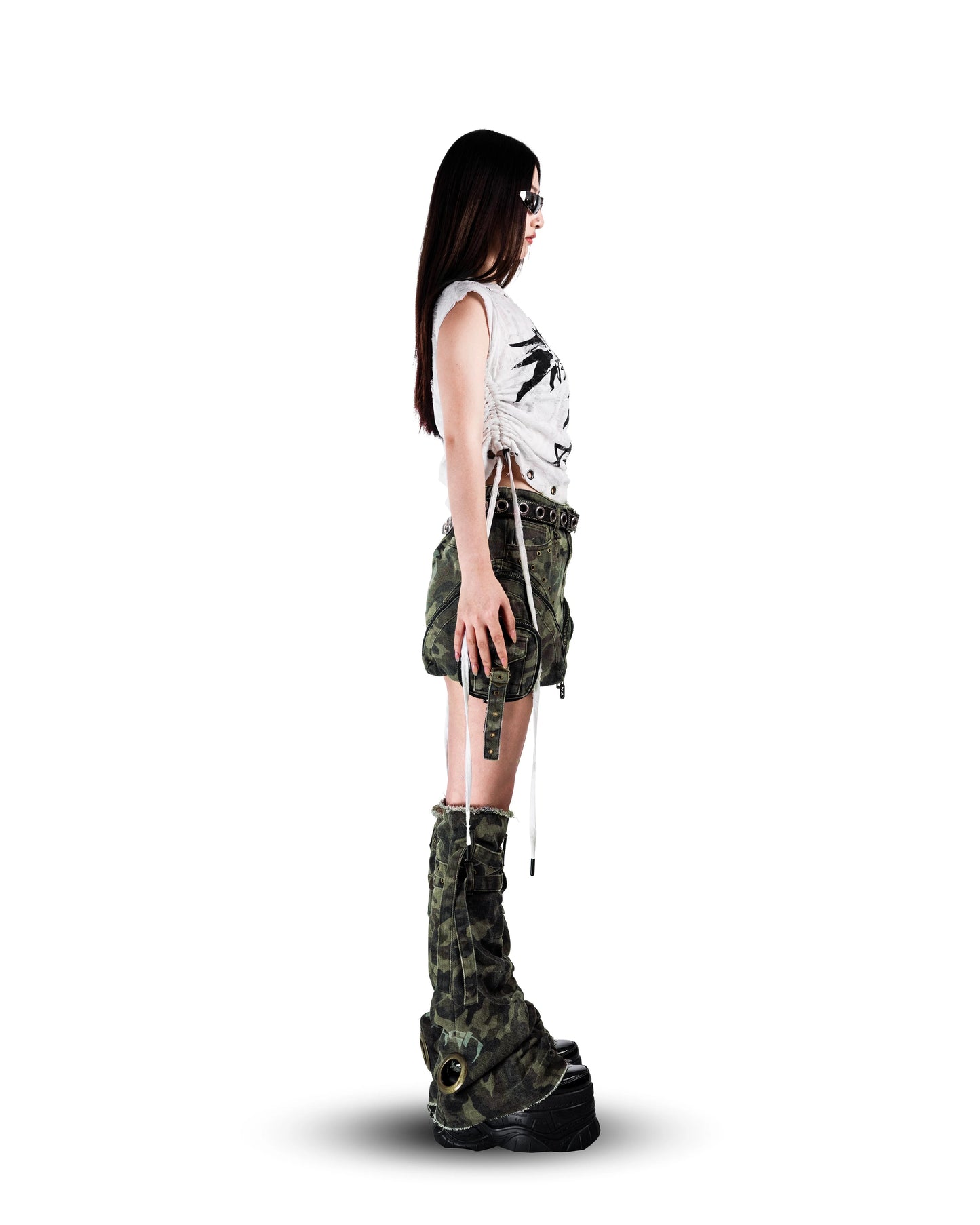 【SATSUN NIGHT】<street-camo> WASHED HAND &amp; LEG WARMERS - CAMO GREEN</street-camo>