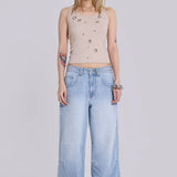 Light Blue Washed Shimmering Silver Studded Colossus Jeans