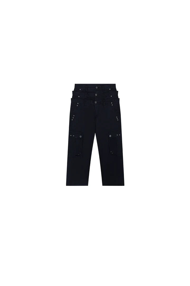 "Lex" Triple-layered Cargo Pants in Black