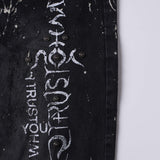“Relationship“ Printed Splashed Ink Washed Jeans in Black