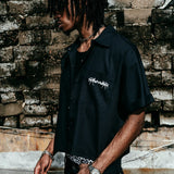 "Cassian" Embroidered Work Shirt in Black