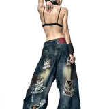 Dust Wax Ripped Wide Pants