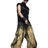 Multi Rivet Dirt Washed Wide Pants