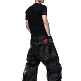 Mock Double Waist Wide Leg Pants