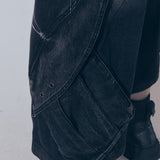 BERMUDA WASHED DENIM PANTS