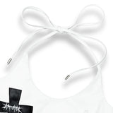 <LOST IN CASTLE> LEATHER HALTER TOP - WHITE