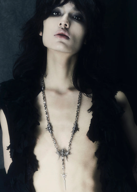 【IIIMIII】BlackPaintingII Long beaded Chain