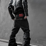 Double Waist Flare Waxed Pants
