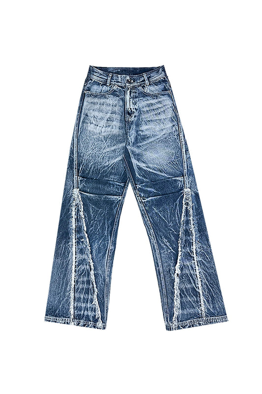 【BLR BLUER】 Curved Navy Denim Pants