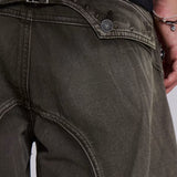 Faded Khaki Cargo Studded Drawstring Multi-Pocket Jeans