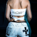 <LOST IN CASTLE> LEATHER HALTER TOP - WHITE