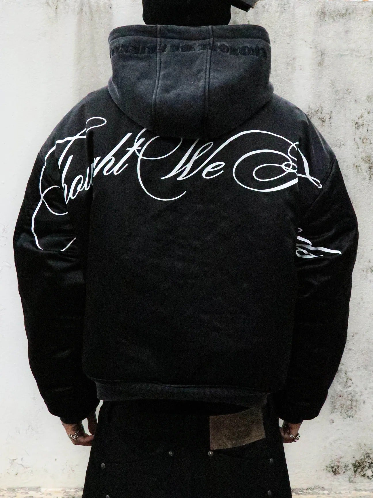 【THOUGHT WE FRIENDS】Double-Sided Bomber Jacket-Black