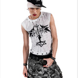 【SATSUN NIGHT】<DEVIL^ANGEL FRIENDSHIP>  GRUNGE TANK - WHITE