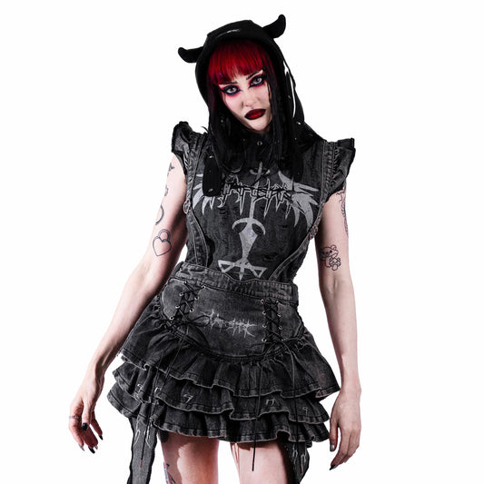 【SATSUN NIGHT】<DEVIL^ANGEL FRIENDSHIP> SKIRT TRANS BAG - WASHED BLACK