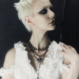 "BlackPaintingII" Multilayer cross necklace