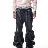 【CH2】</2 BLACK WAXED FLARE JEANS