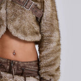 Raven Faux Fur & Leather Crop Jacket