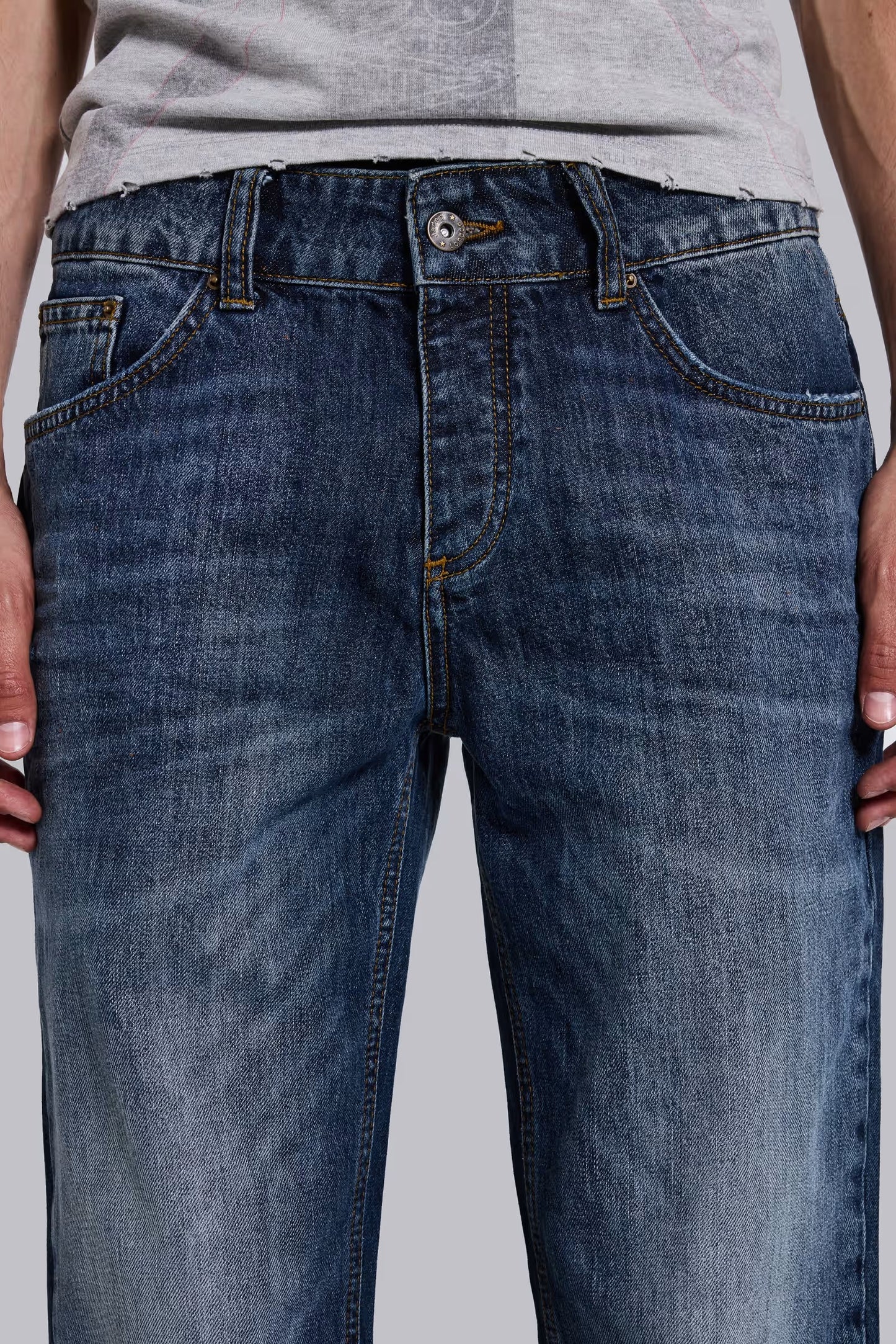Indigo Axis Wide-Leg Loose Jeans