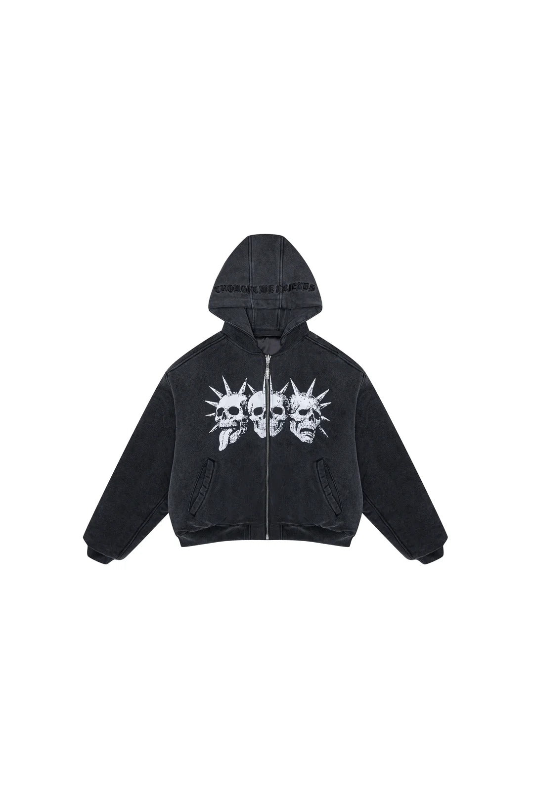 【THOUGHT WE FRIENDS】Double-Sided Bomber Jacket-Black