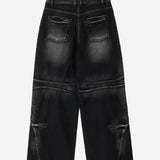 【BLR BLUER】Curved Tanker Washed Denim Pants