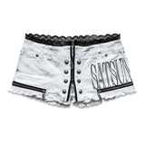 <LOST IN CASTLE> LACE TRIM HOT SHORTS - POLLUTED WHITE