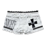 <LOST IN CASTLE> LACE TRIM HOT SHORTS - POLLUTED WHITE