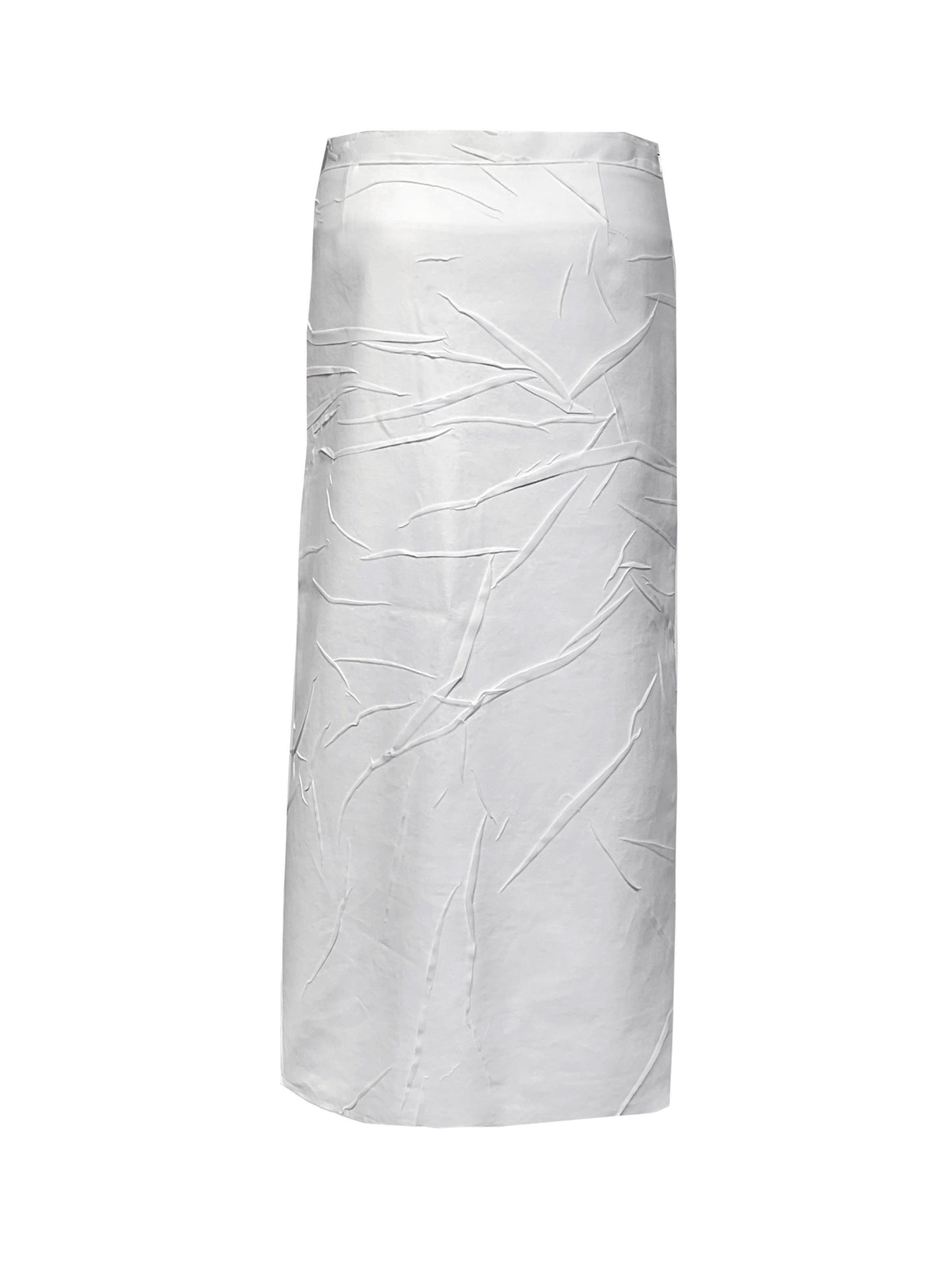 【JENN LEE】  Creased Low Rise Skirt (White)