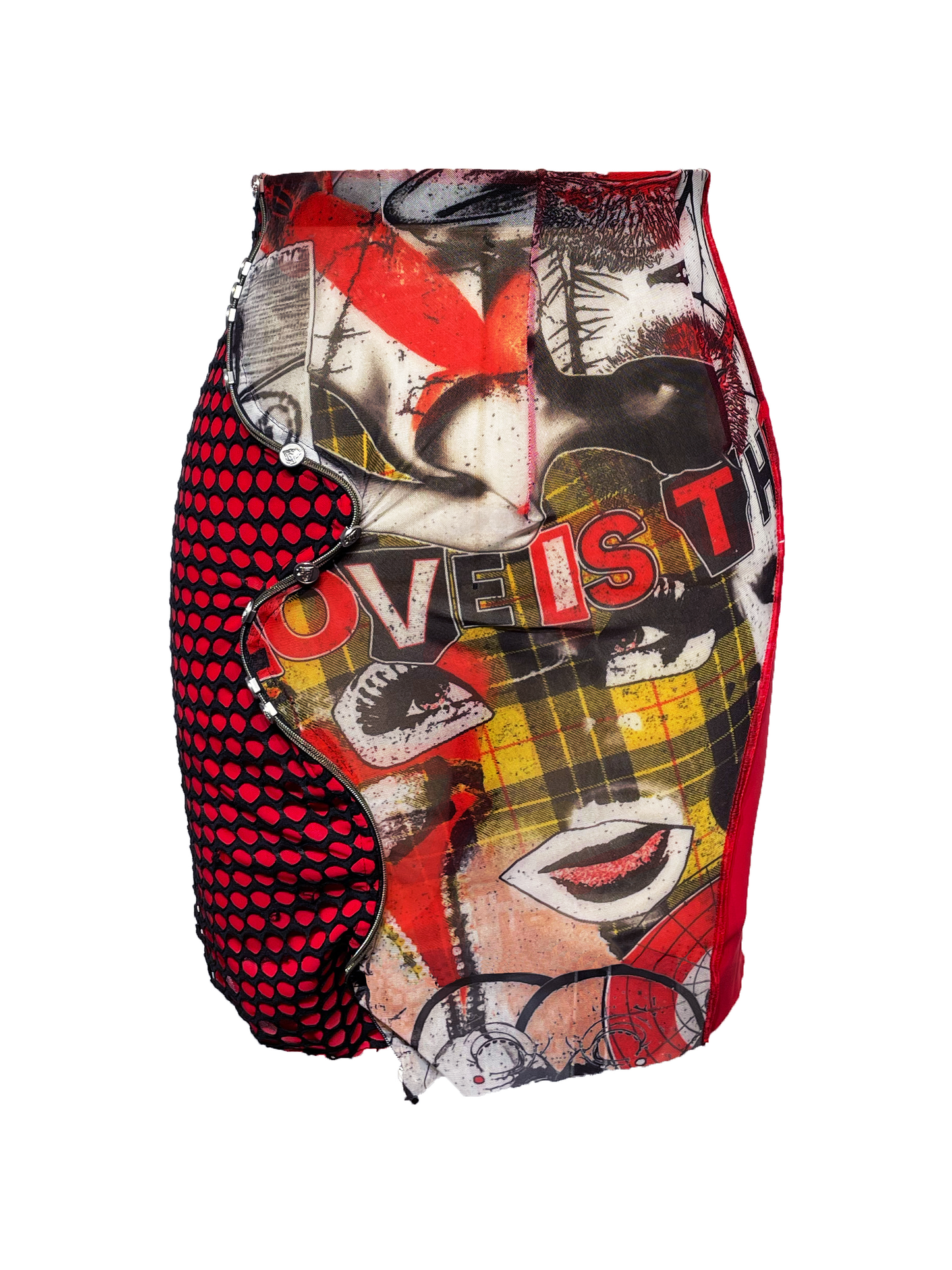 【JENN LEE】Love Printed Mesh Mini Skirt