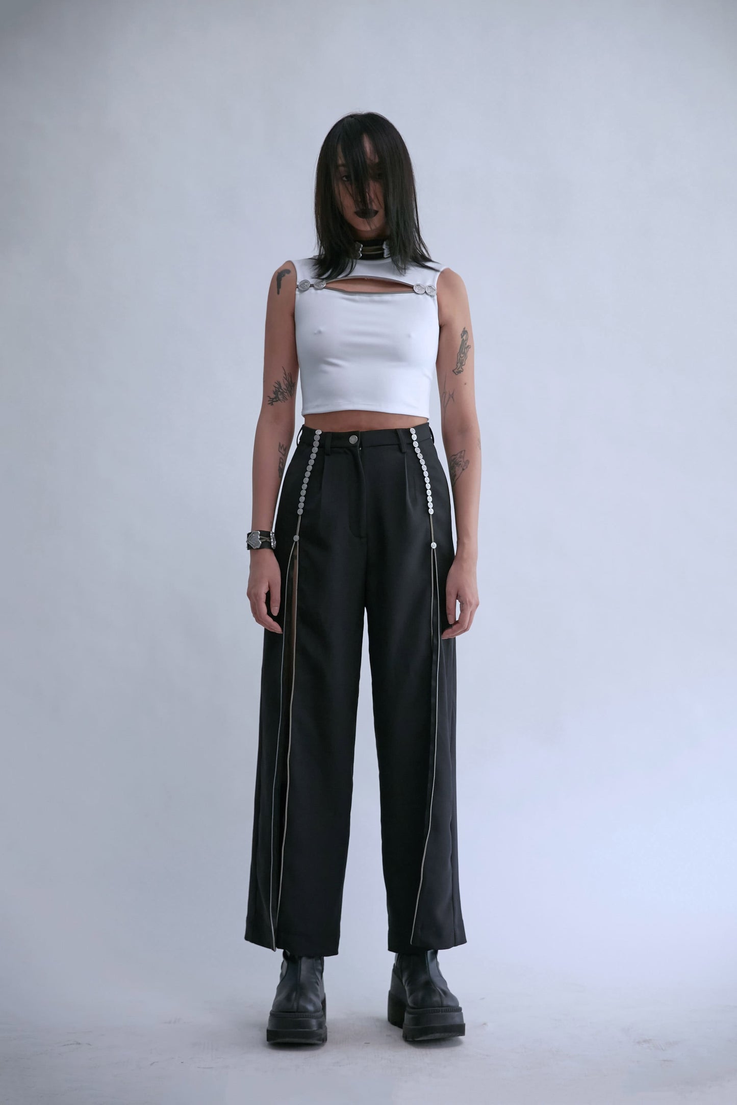 【JENN LEE】Front Open Button Zipper Vest