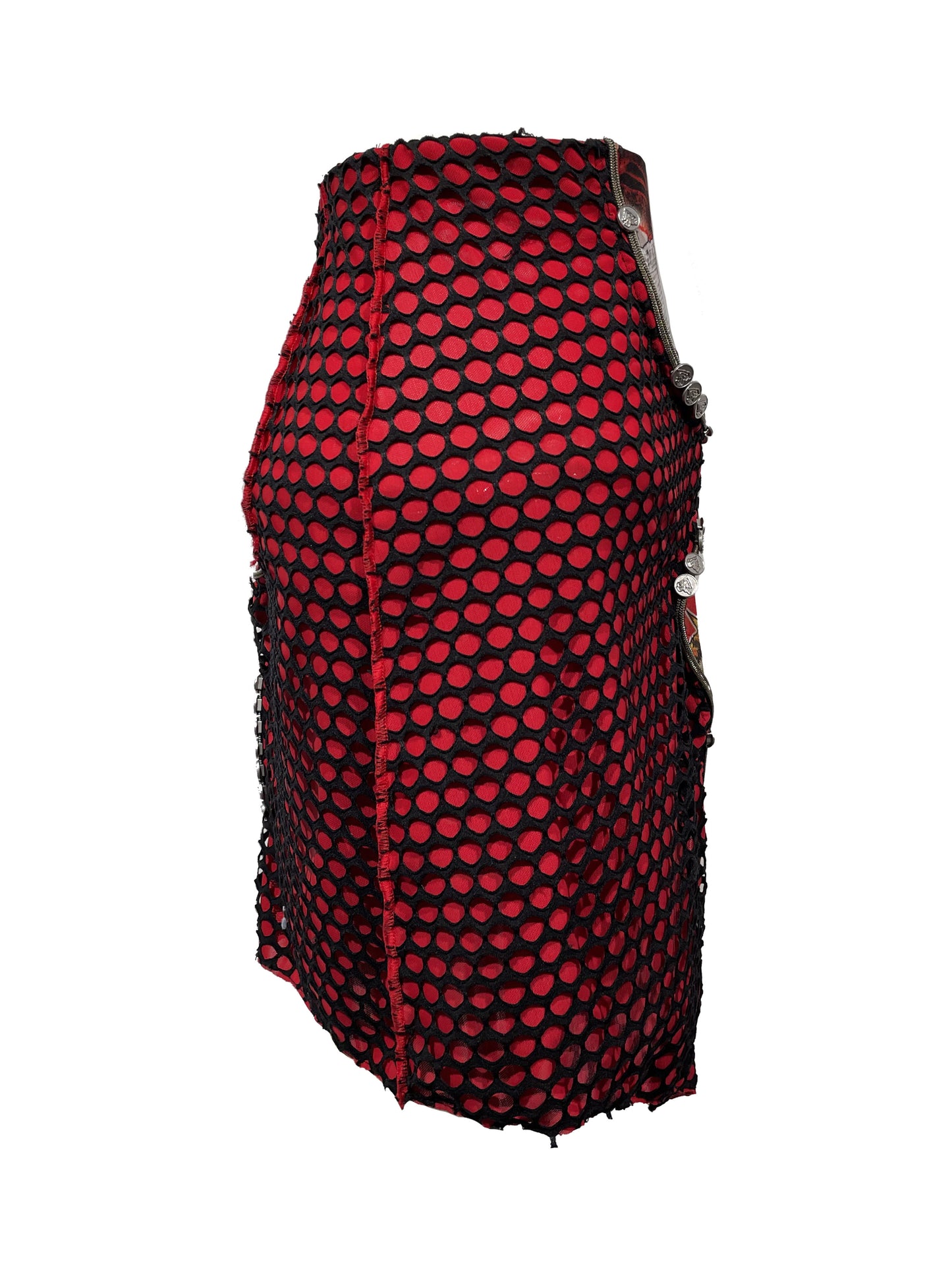 【JENN LEE】Love Printed Mesh Mini Skirt