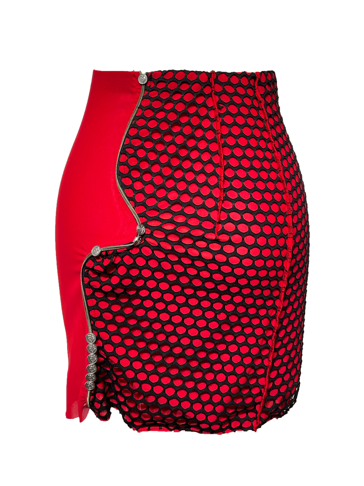 【JENN LEE】Love Printed Mesh Mini Skirt