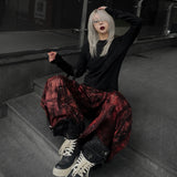 Red Waxed S-Wide Pants