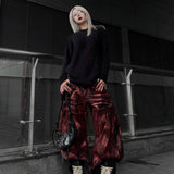 Red Waxed S-Wide Pants